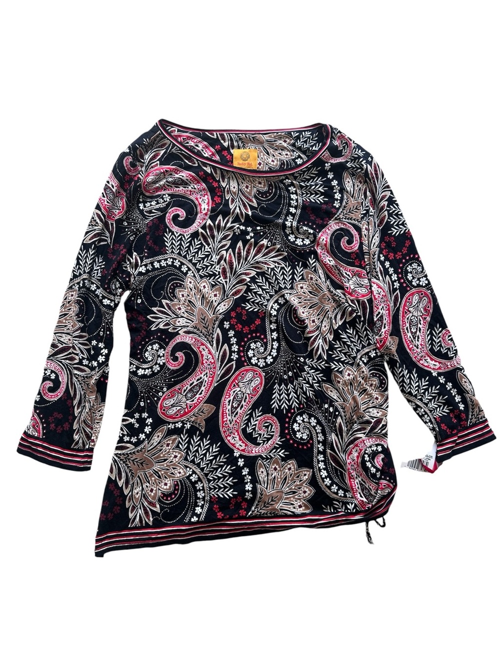 NWT Ruby Road Black Red Boho Paisley Top Women’s Large